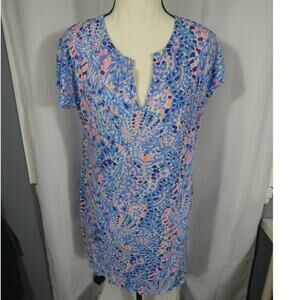 Lily Pulitzer Small Short Sleeved V-Neckline Tunic T-Shirt Linen Beachy Casual